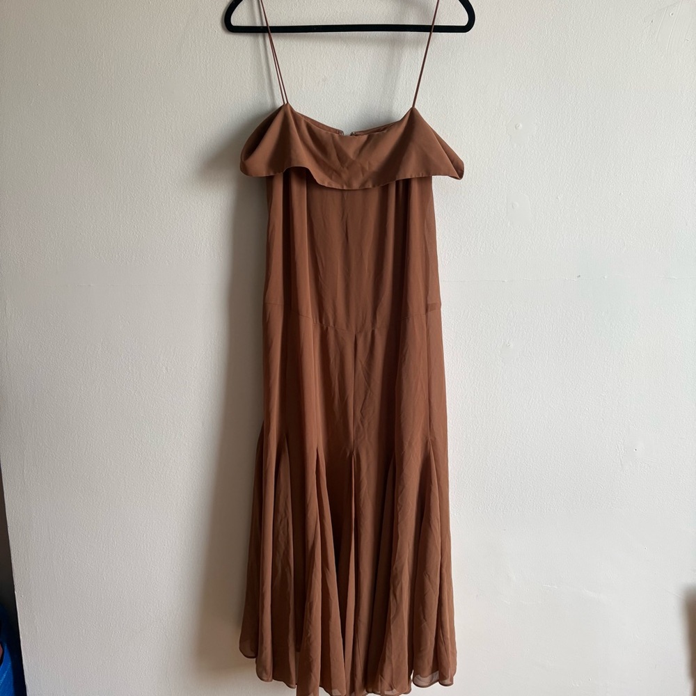 H&M Sz M Brown Flowy Minimalist Maxi Dress - Picture 3 of 12